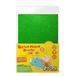 Фоамиран  5л 5цв А4 цв пористая резина EVA с блестками ФЦКМБ-5