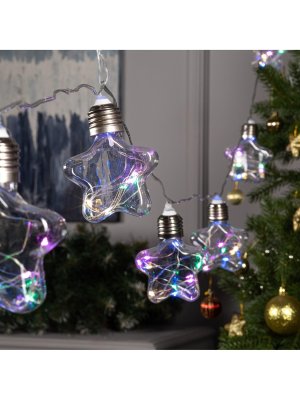 НИТЬ ROSA. 3 м, с насад. “Лампочки звездочки” 8 см, IP20, Н.С. LED-80-12V, 8 режимов, МУЛЬТИ 6929857