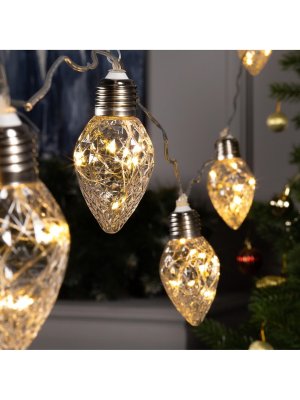 НИТЬ ROSA. 3 м, с насад. “Лампочки шишки” 8 см, IP20, Н.С. LED-80-12V, 8 режимов, Т/БЕЛЫЙ 6929862