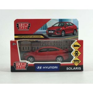 Машина металл HYUNDAI SOLARIS длина 12 см двер багаж инерц красный кор SOLARIS2-12-RD 