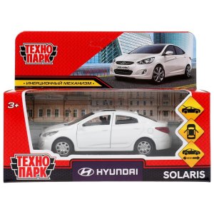 Машина металл HYUNDAI SOLARIS 12 см двери багажн инерц белый кор SOLARIS-12-WH