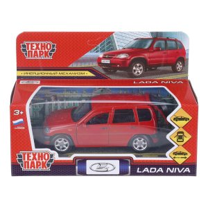 Машина металл LADA NIVA длина 12 см двери багаж инерц красный кор LADANIVA-12-RD