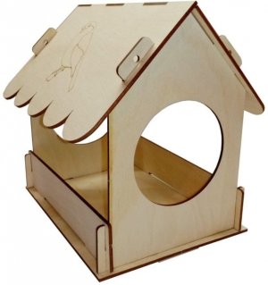 Сборная деревянная модель Синичка Кормушка для птиц прямоугольная 120*190*220 мм ИДК-8