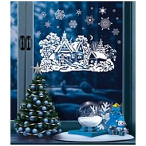 Оформительская наклейка Новогодний пейзаж НМТ1-15332