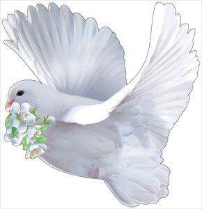 Украшение Голубь с цветочками левый 3000738