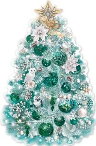 Плакат фигурный Новогодняя ёлка с совами