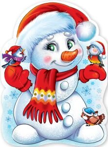 Плакат фигурный Снеговик в шапке