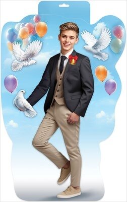 Плакат фигурный Юноша с голубями