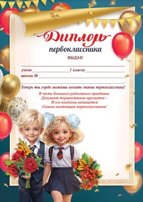 Диплом о присвоении звания Первоклассника