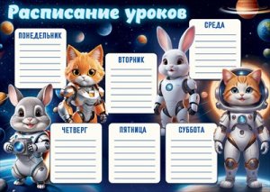 Расписание уроков Зверюшки космонавты