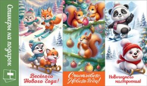 Стикеры на подарок Новогодние пожелания