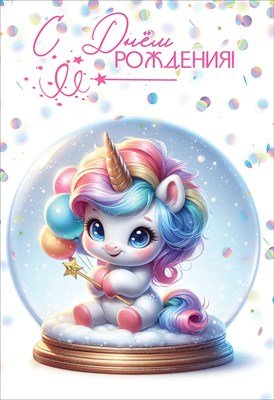 Открытка С Днём Рождения дет Единорожка