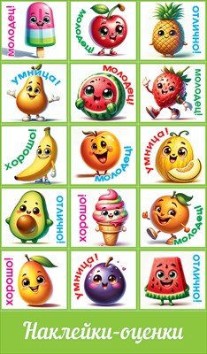 Наклейки оценки Фрукты с глазками 5.0000116