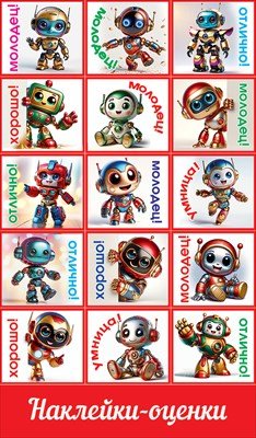 Наклейки оценки Роботы