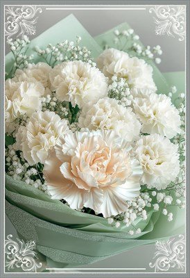 Открытка Без надписи Белые гвоздики 5.0000012