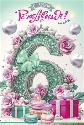 Открытка С Днём рождения тебя 6 лет