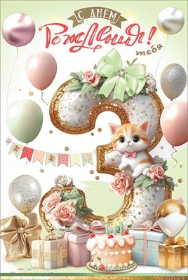 Открытка С Днём рождения тебя 3 года