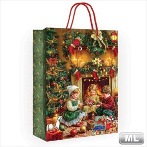 Бумажный пакет Дети у новогоднего камина 5.0001457