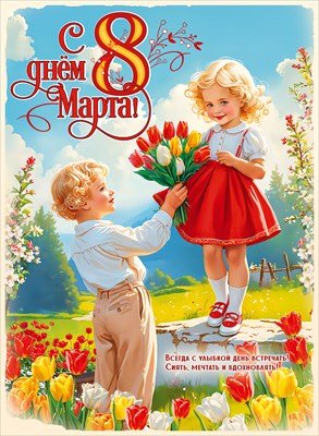 Плакат С Днем 8 Марта Дети 5.0002309