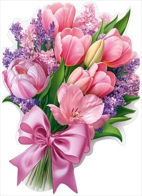 Украшение на скотче Букет из тюльпанов и сирени 5.0002398