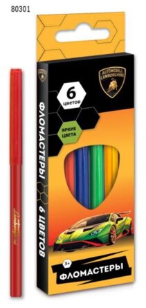 Фломастеры  6цв Ламборгини круглые FRK-6-80301-LB