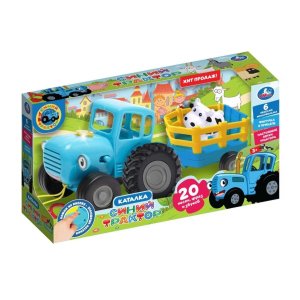 Умка Каталка СИНИЙ ТРАКТОР С ПРИЦЕПОМ 30 + песен фраз звуков HT1471-R-WOD  