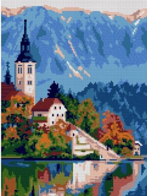Алмазная мозаика Крепость у воды 30х40 см полн заполнение Ам-061 