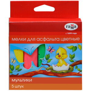 Мелки асфальтовые 5шт 5цв Мультики цв квадратные европодвес 2304191