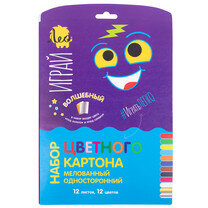 Картон цветной 12л 12цв Лео Играй золото и серебро одностор мел LPCB-07