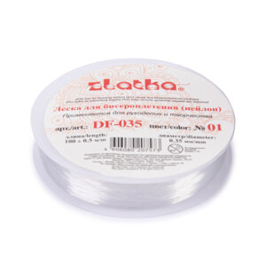 Леска для бисера  0,35мм №01 Белый Zlatka 100м + 0,5м DF-035