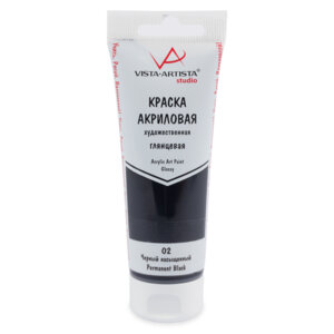 Краска акриловая 75мл 02 Studio глянцевая Черный VAAG-75