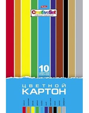 Картон цветной 10л 10цв в папке Creative Set Мелованный 10Кц4_05809