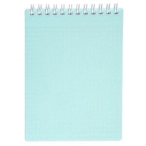 Блокнот  80л А6 Клетка CANVAS Пластик на гребне Бирюза 80Б6В1гр_05323