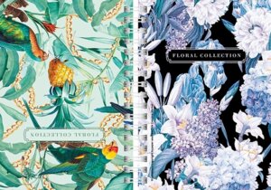 Записная книжка  80л А6 Клетка 2-х цв с твердой обложкой двойная Floral Спираль 80ЗКтд6В1гр_29683