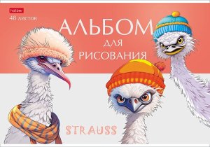 Альбом 48л Пластик обложка тиснение Модные страусы 48А4Впл