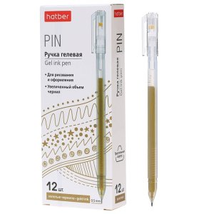 Ручка гелевая 0,5мм Pin Золото трехгран GP_086978