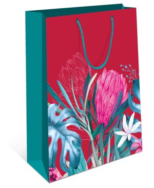 0293.868 Бумажный пакет цветы на красном