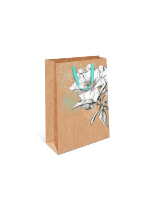 0396.525 Бумажный пакет крафт Белый цветок