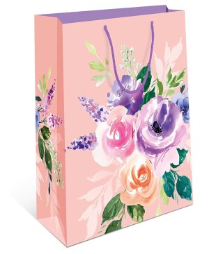 0193.125 Бумажный пакет Розовый с цветами