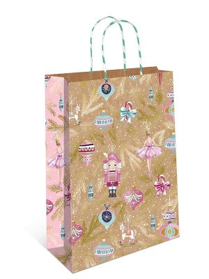 0396.552 Бумажный пакет крафт Новогодние игрушки 