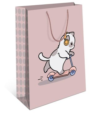 0195.284 Бумажный пакет Котик на самокате