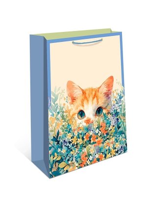 0191.513 Бумажный пакет Кот в цветах