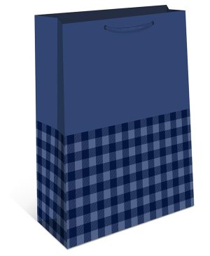 0193.855 Бумажный пакет Клетка на синем