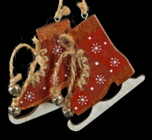 Украшение Коньки Красные 17см 43840