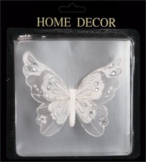 Украшение БАБОЧКА  с двойными крыльями на клипе 10*13см 36732