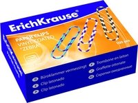 Скрепки металлические с виниловым покрытием ErichKrauseR Zebra цветные, 33мм (коробка 100 шт.)