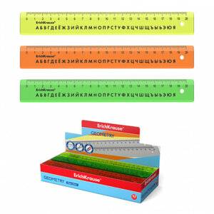 Линейка с русским алфавитом 20см пласт Neon асс из 3цв 55500