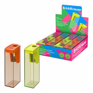 Точилка пластик City Neon с контейнером асс  по 16 шт 60023