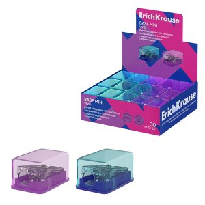 Точилка 1отв с контейнером пластик Base Mini Vivid асс 60078