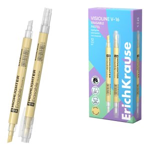 Текстовыделитель двухсторонний стираемый Visioline V-16 Erasable Pastel Желтый 60790
